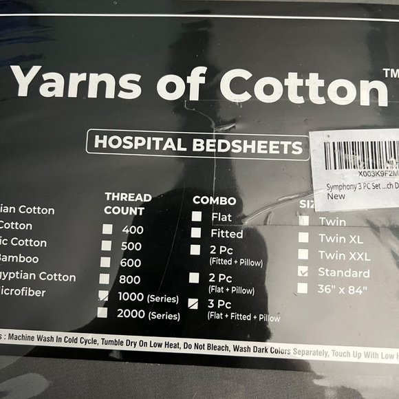 Egyptian Cotton‎ Microfiber Gray Hospital Bed Sheet Set - Picture 3 of 5